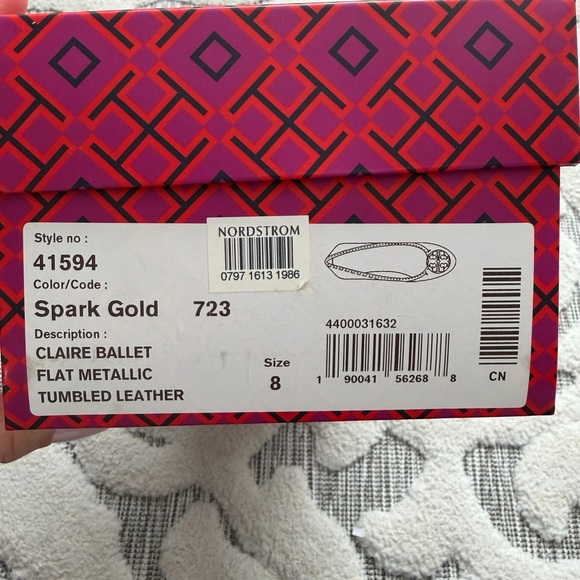 NEW tory Burch Claire ballet flat spark gold - Picture 7 of 7